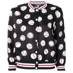 Love Moschino baseball print bomber jacket - Black Sz:4